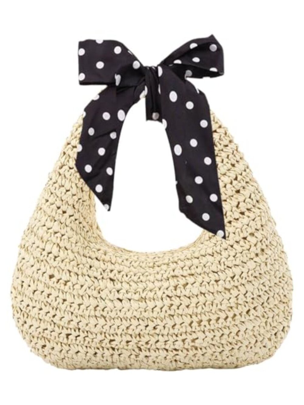 Straw Woven Tote Handbag with Zipper Summer Beach Purse